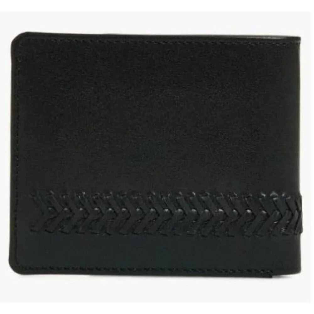 Tommy Bahama Mens Black Leather Lace Details Bifold Wallet Gift Box New